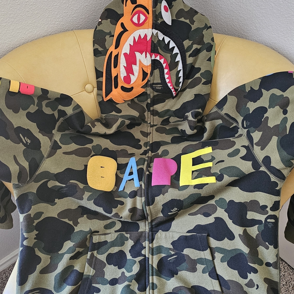 Bape Multicolor Camo Shark Hoodie